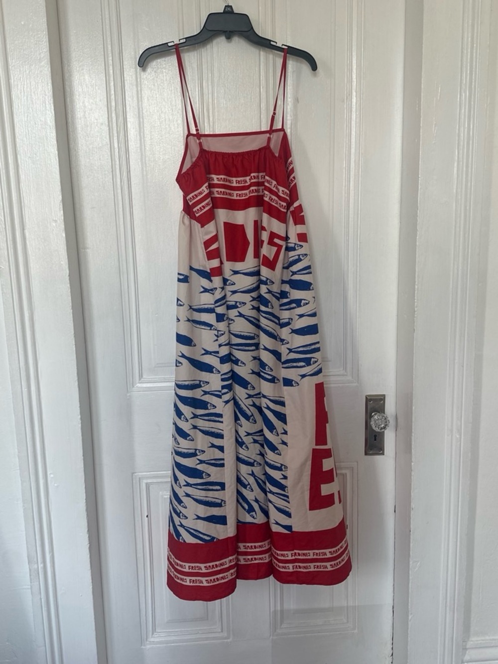 Red & Blue Fish Print Midi Dress - Picture 3 of 3